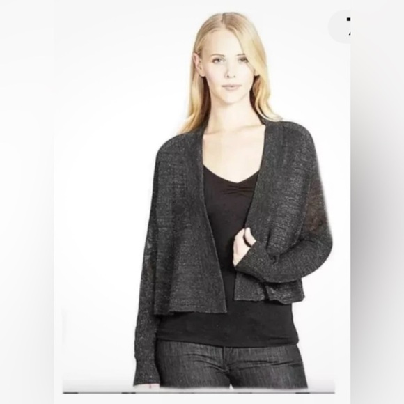 Eileen Fisher Charcoal
Metallic Shimmer Fine
Merino Cropped Sweater
Cardigan - Picture 2 of 12